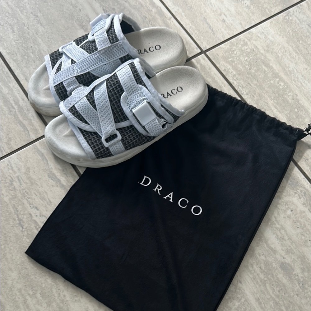 Men's Black and White Sandals - Draco